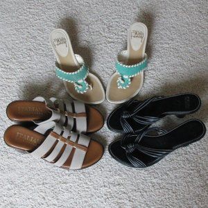 Italian Shoemakers (Brown Like New), Blue & Will's Fancy Sandals (Lot of 3)